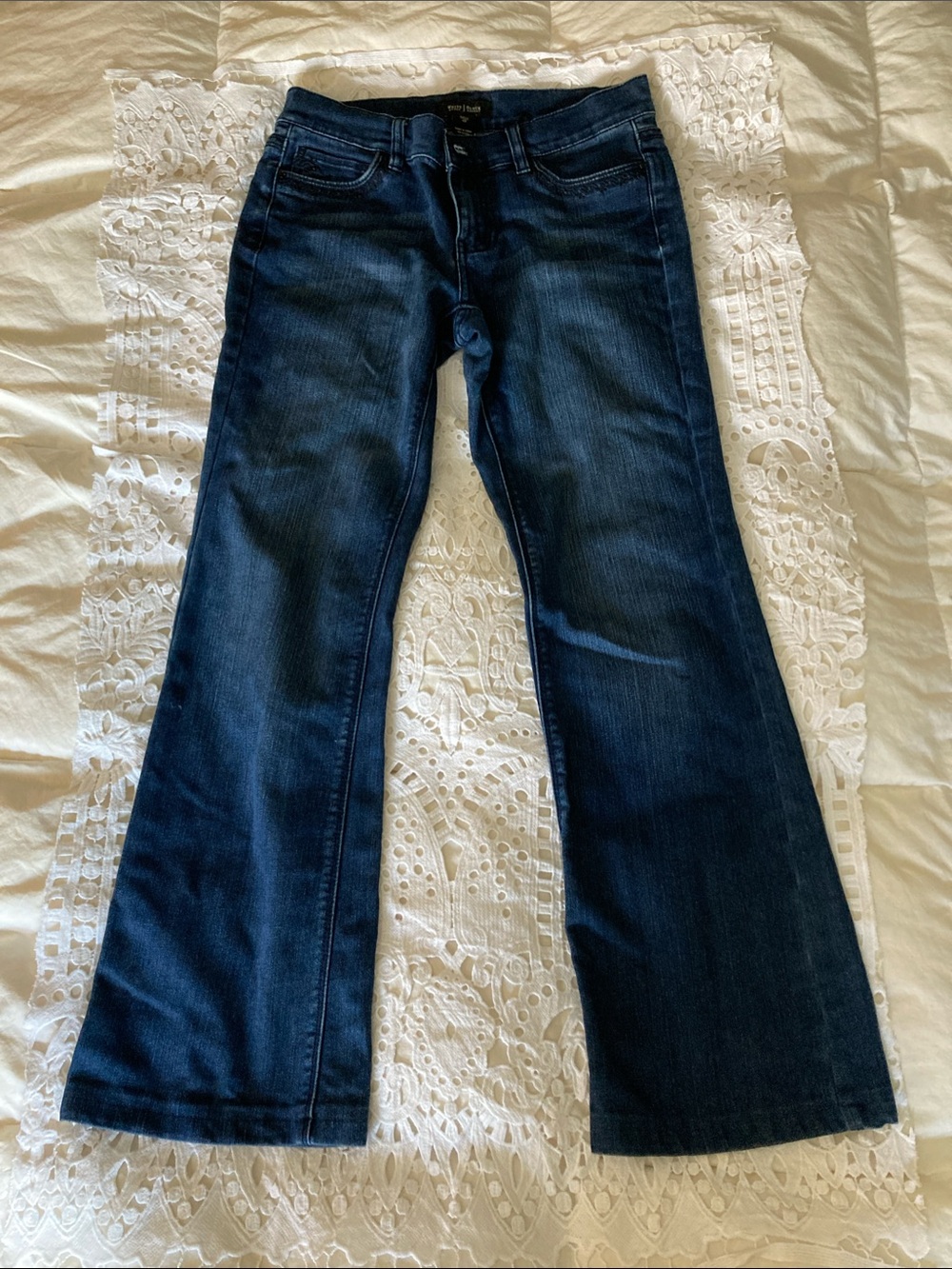 White House Black Market Dark Blue Bootcut Jeans measurements in pics